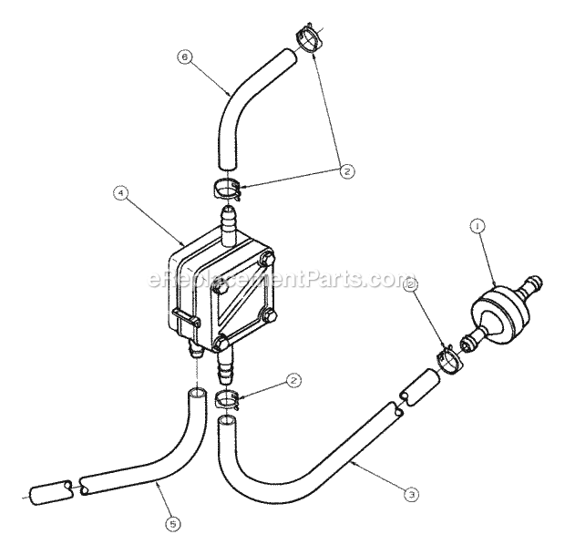 Fuel Pump Diagram and Parts List for 13A-224F100 Cub Cadet Lawn Tractor